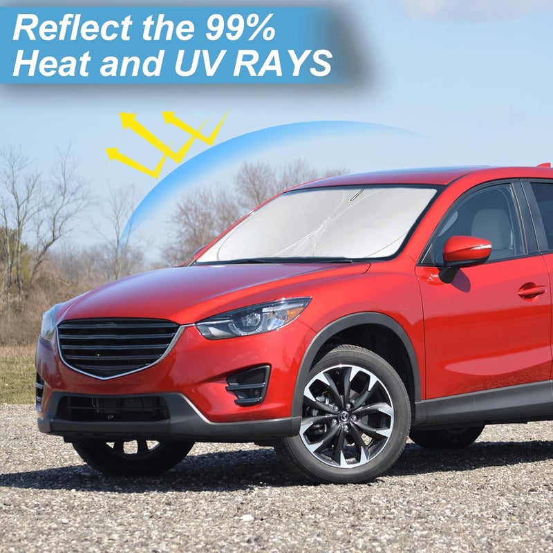 INSAUTO Custom Fit Mazda CX5 Windshield Sunshade for Mazda CX5 CX-5 2013-2016 Accessories Front Window Shades Fit for CX5 CX-5, Sport, Touring, Grand Touring,Crossover Cover for Windshield Shade Blocks UV - Image 2